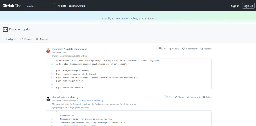 GitHub Gists