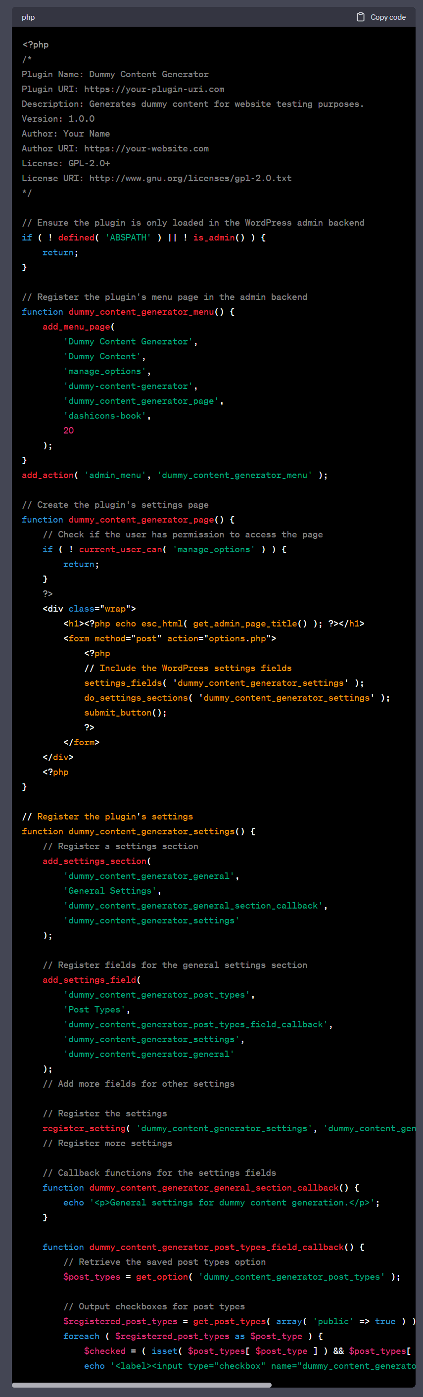 ChatGPT code