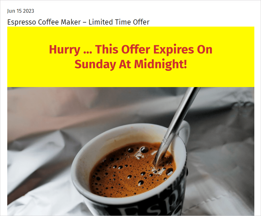 Expiring Offer Post Example