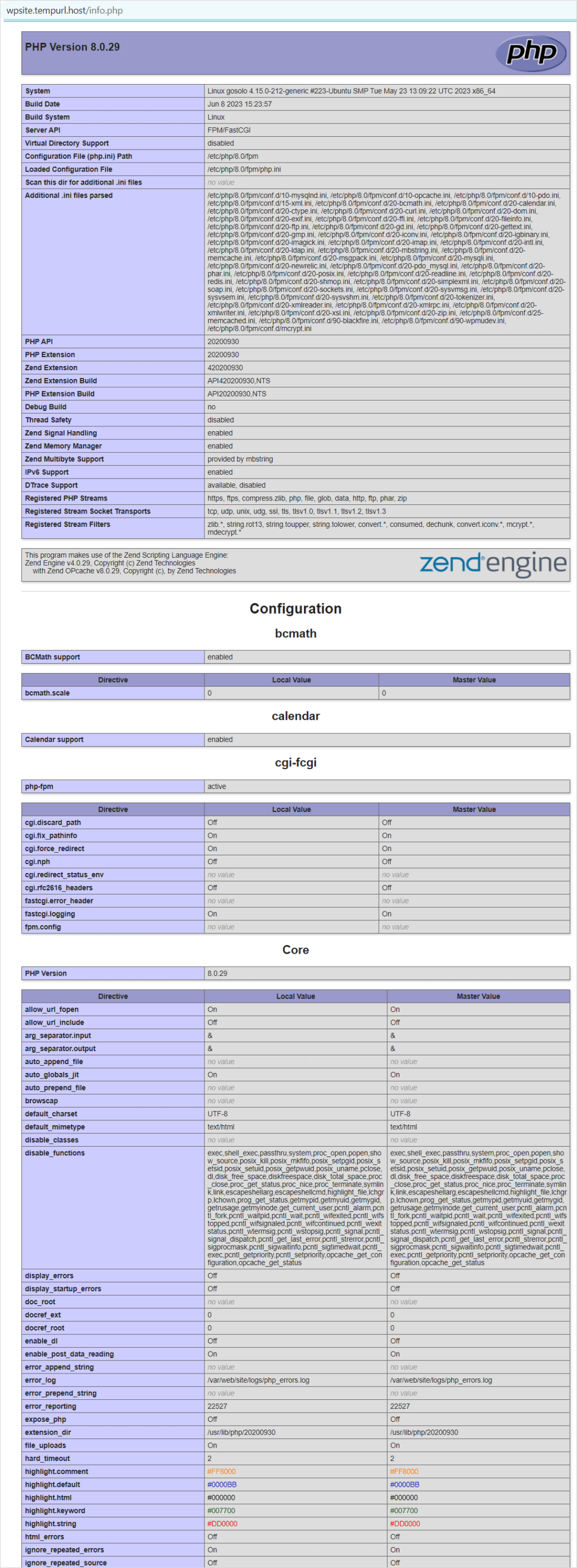 PHP function report.