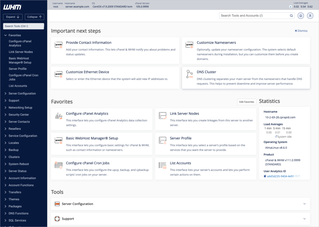 WHM Interface