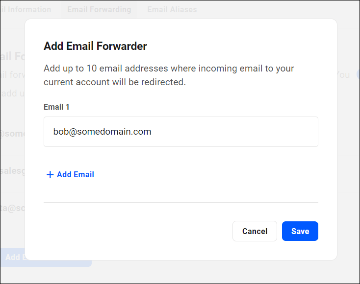 Pro Email - Add Email Forwarder