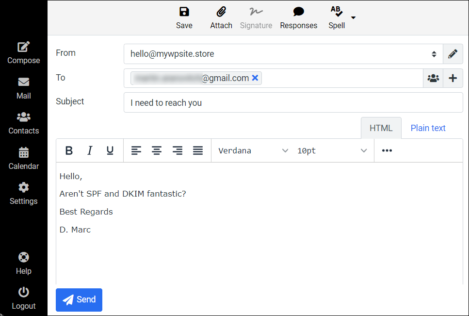 Example of an email created in Pro Email.