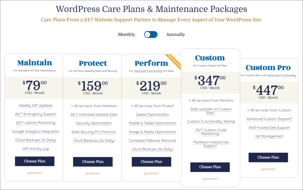 WPBuffs - Website Care Plans