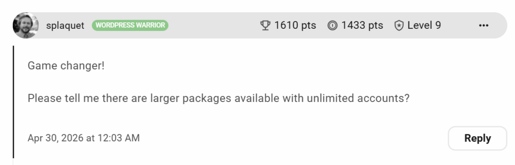 Member review asserting Unlimited Hosting is a game changer