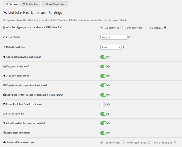 Multisite Post Duplicator WordPress plugin.