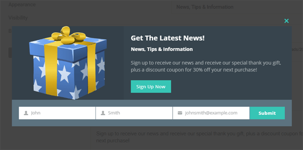 Hustle modal example.