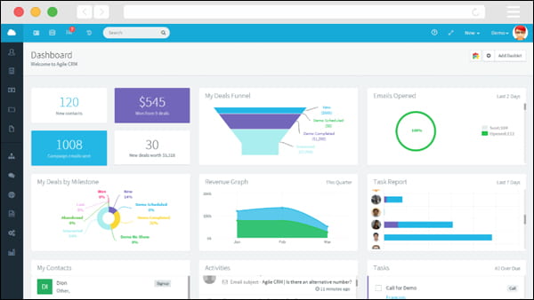 Agile CRM is an all-in-one CRM that lets you automate your sales, marketing, and service in one platform.