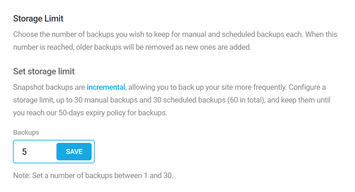 Set storage limit in Snapshot