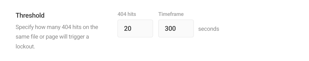 Threshold for 404 detection in Defender firewall