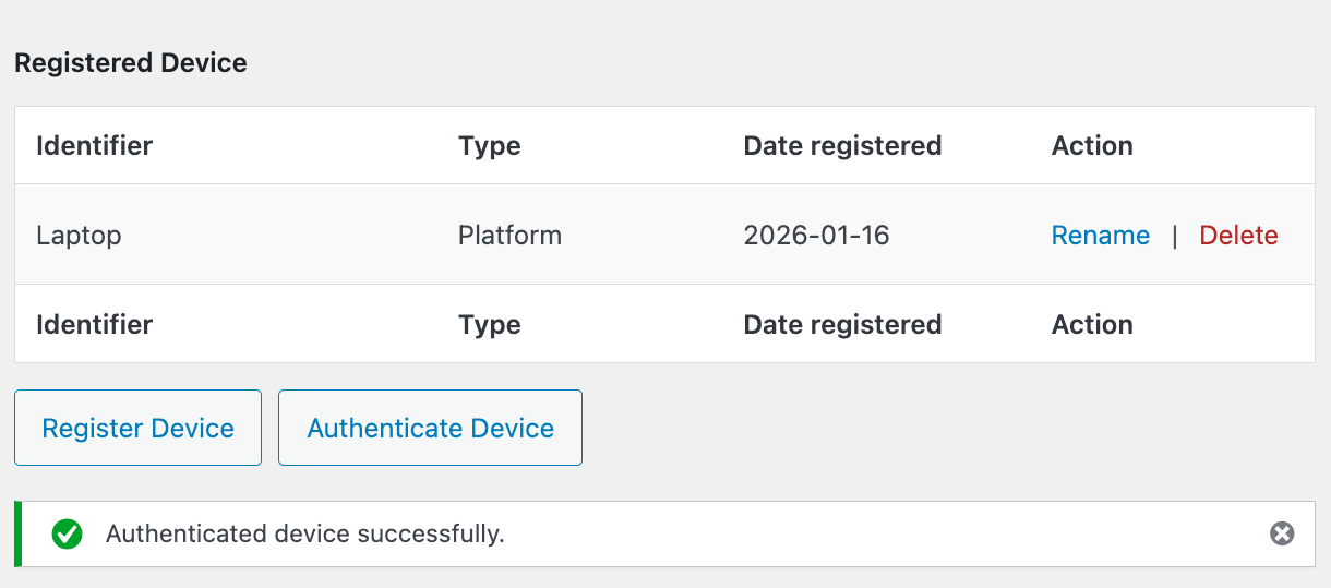 Authenticate device