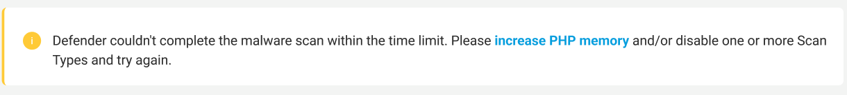 Defender malware scan timeout notice