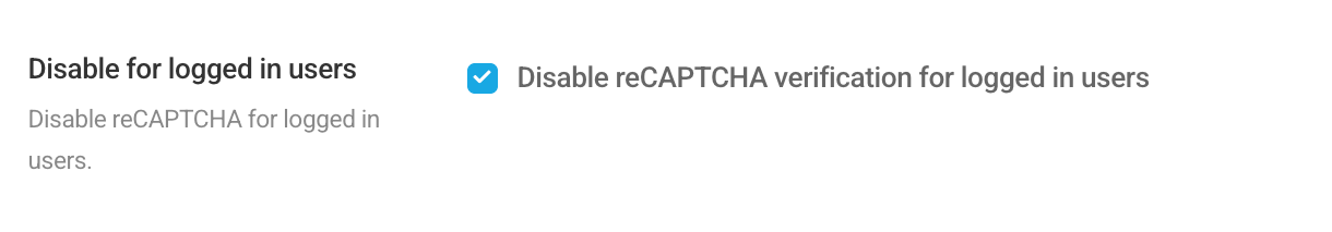 Disable Google reCAPTCHA for logged-in users in Defender