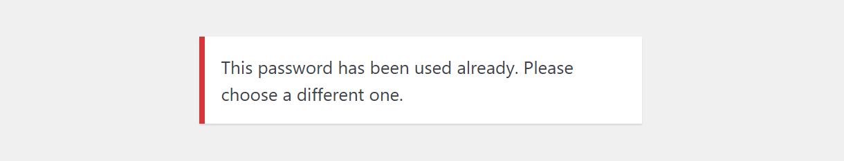 Password already used message from Defender Reset Passwords feature