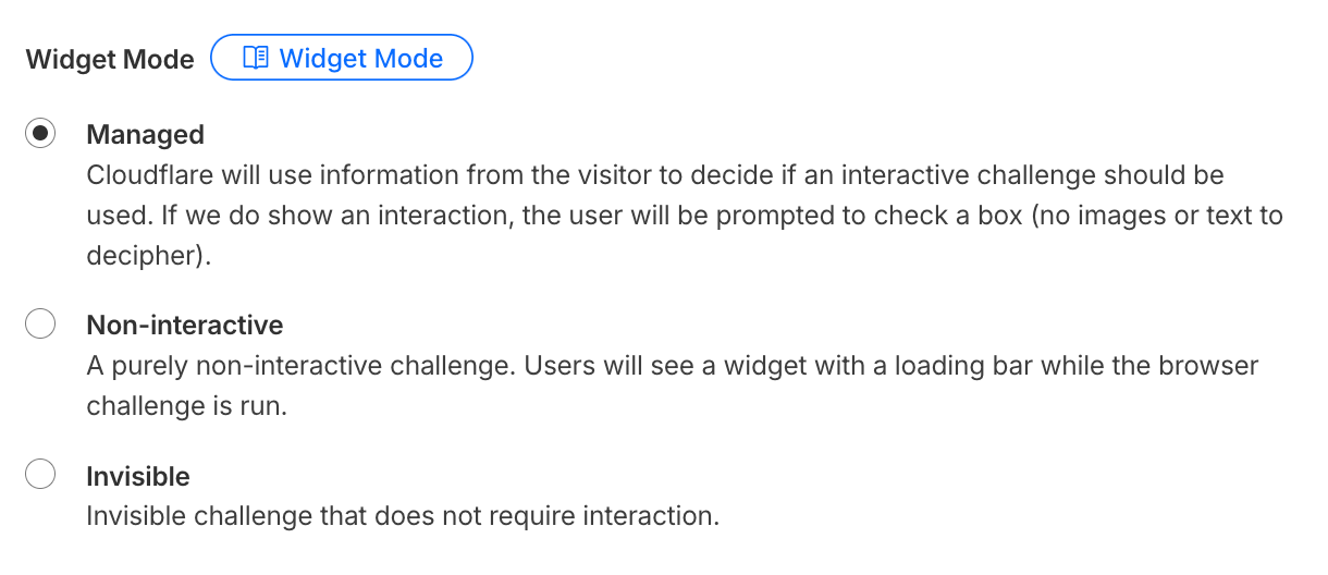 Choosing the widget mode