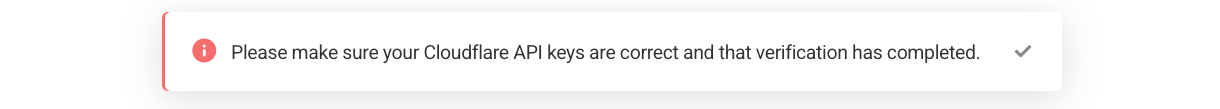 Adding wrong API keys notice
