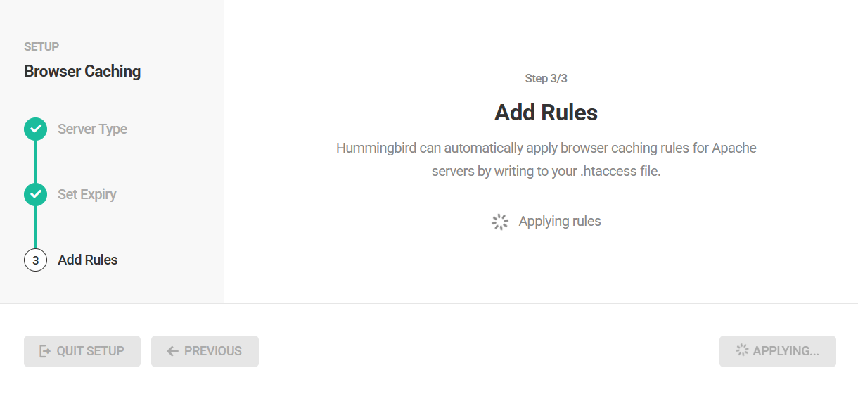 Adding Apache rules in Hummingbird browser caching