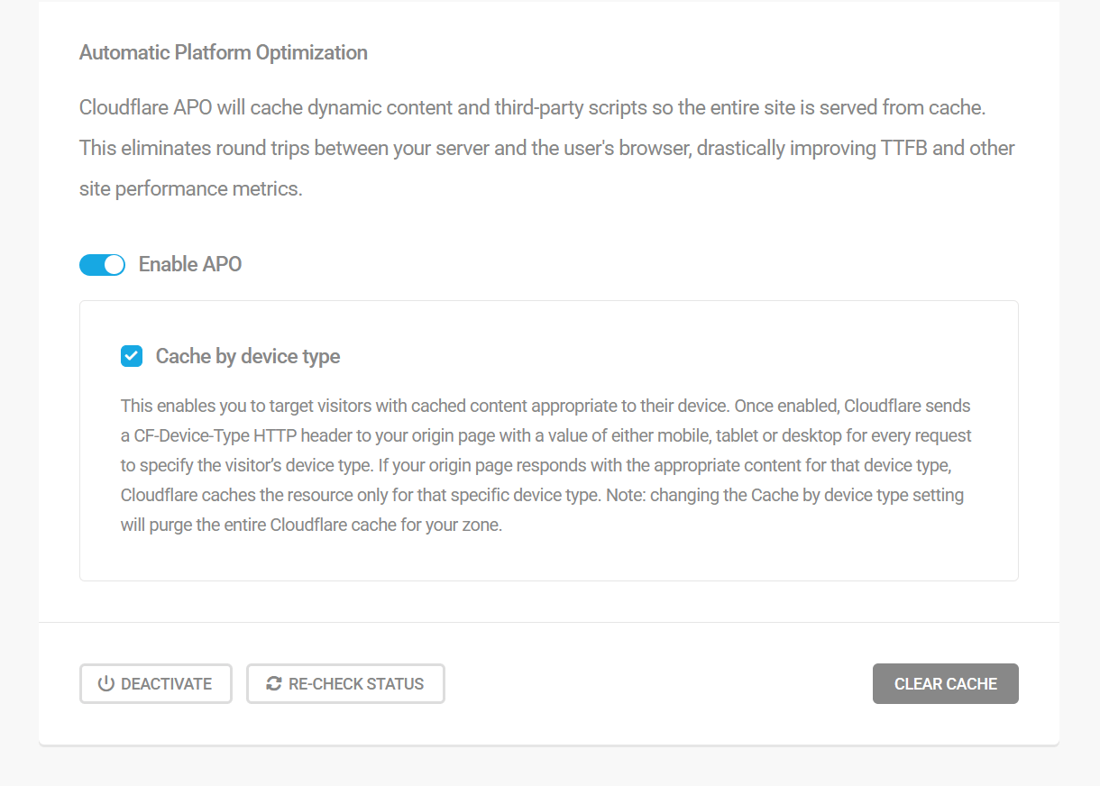 Enable Cloudflare APO in Hummingbird
