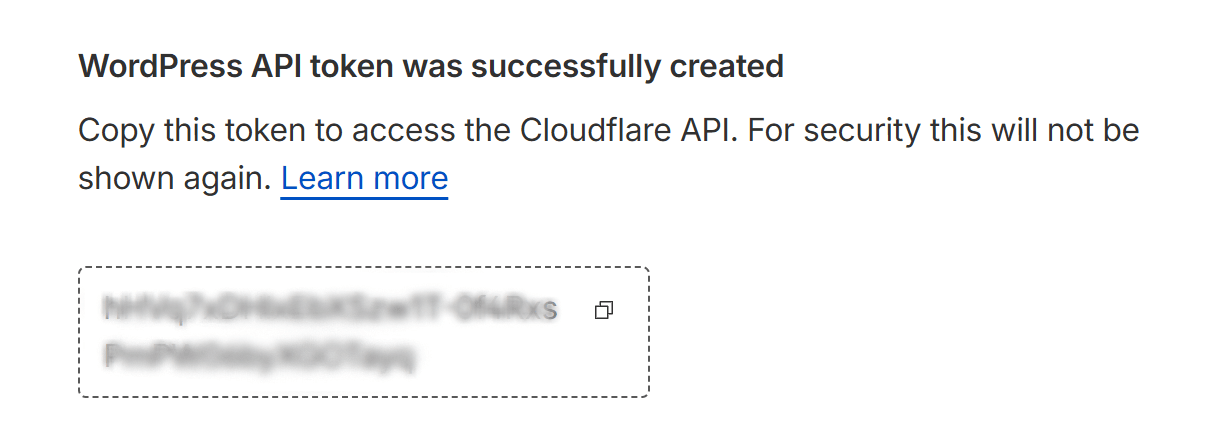 Copy Cloudflare API token