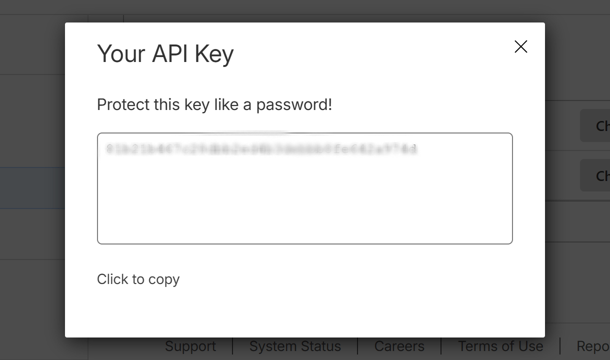 Copy Cloudflare global API key