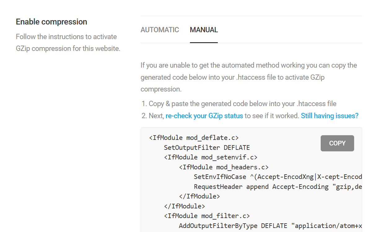 Configure Gzip for Apache server manually