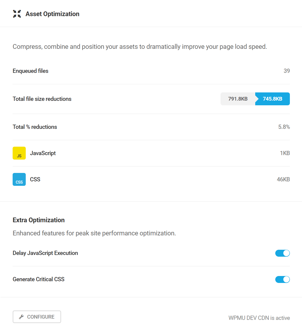 Hummingbird Dashboard Asset Optimization module