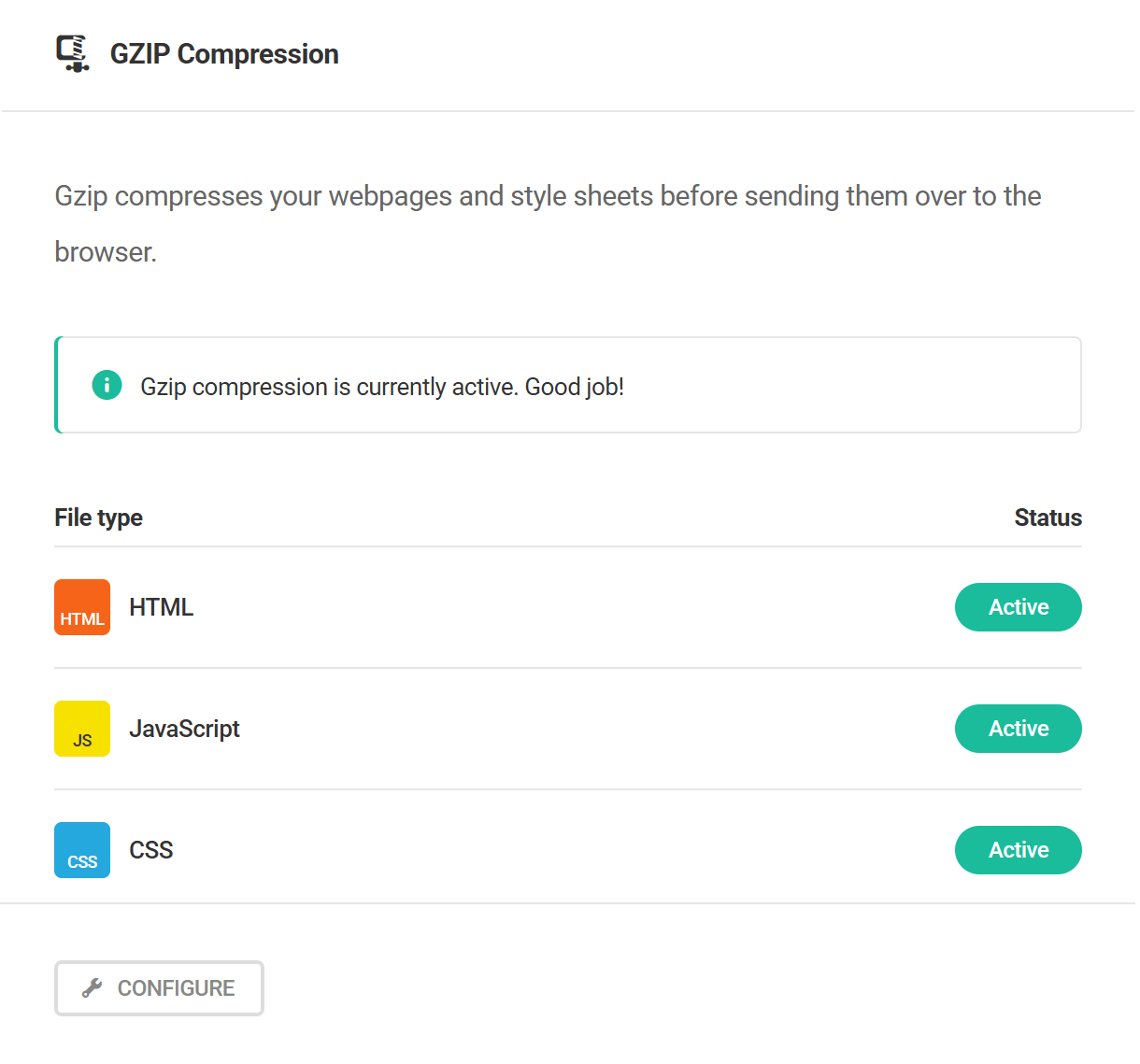 Hummingbird Dashboard Gzip module