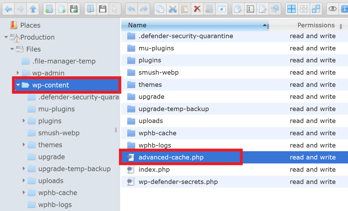 Location of advanced-cache.php file