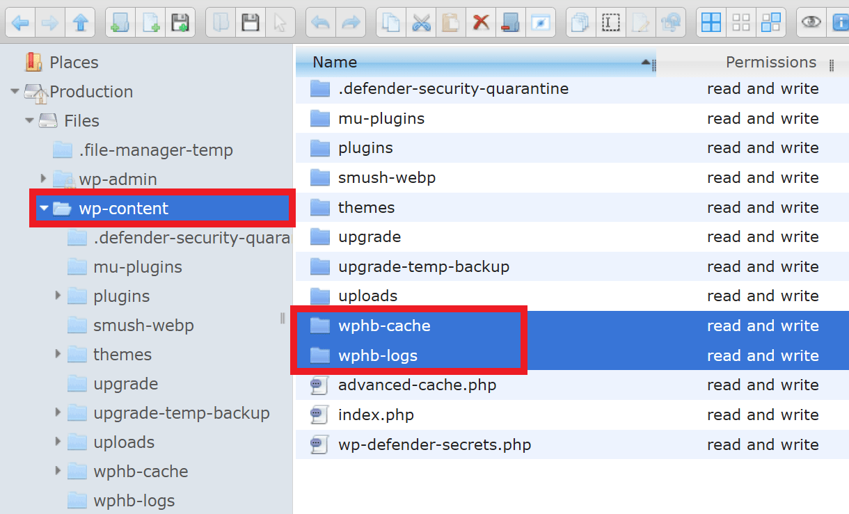 Location of cache and logs files