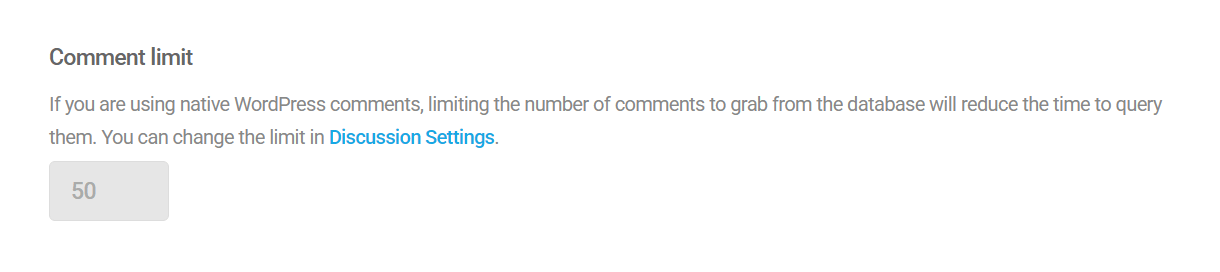 Current comment limit set in WordPress