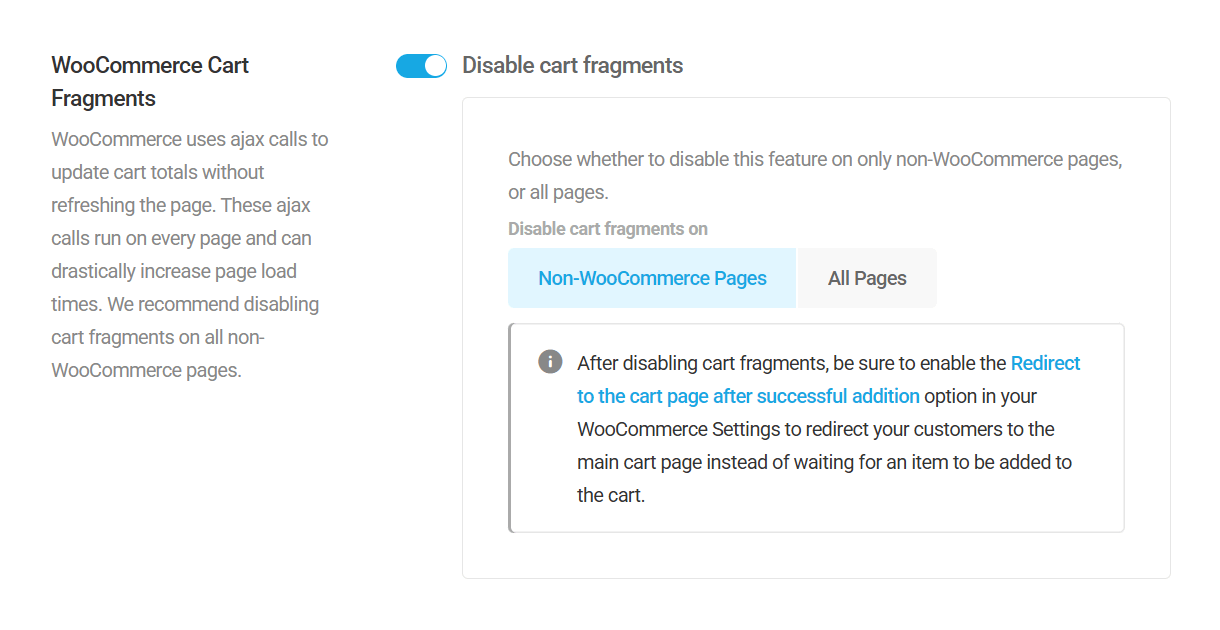 WooCommerce Cart Fragments tool in Hummingbird