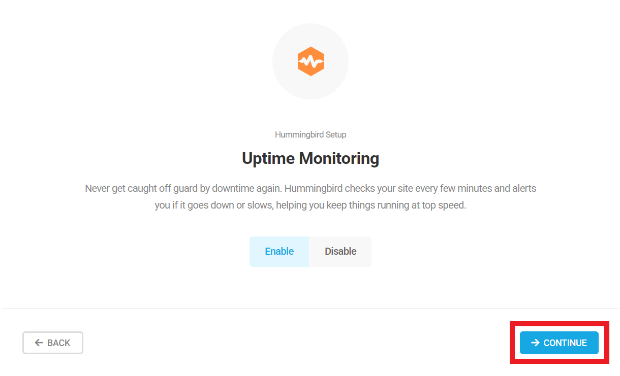 Hummingbird wizard enabling or disabling uptime