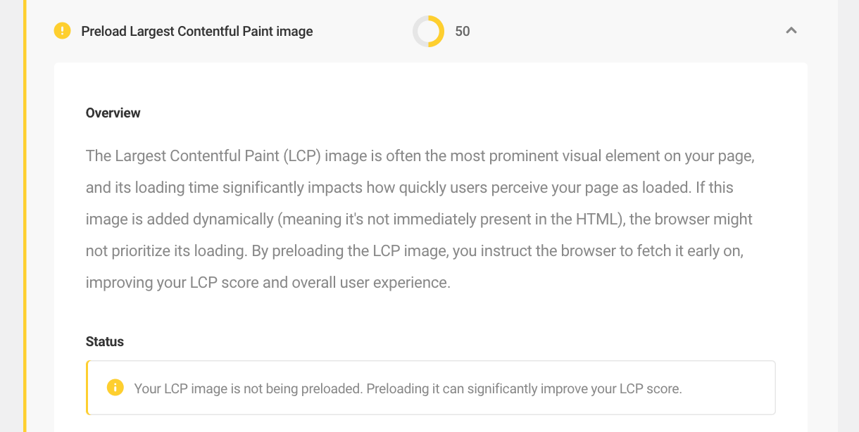 Preload largest contentful paint image