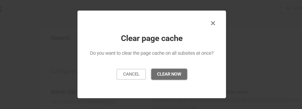 Confirm removal of page cache in all subsites
