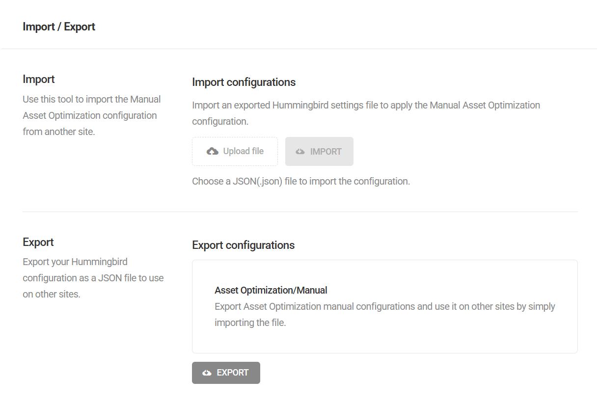 Import and export settings