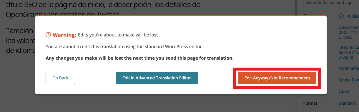 Click Edit Anyway