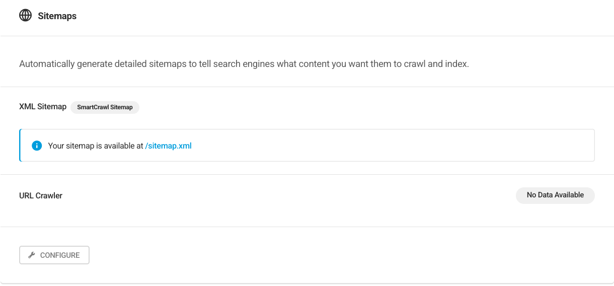 Sitemap in SmartCrawl dashboard