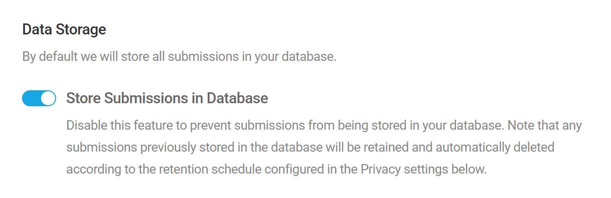 Disable data storage for Forminator form