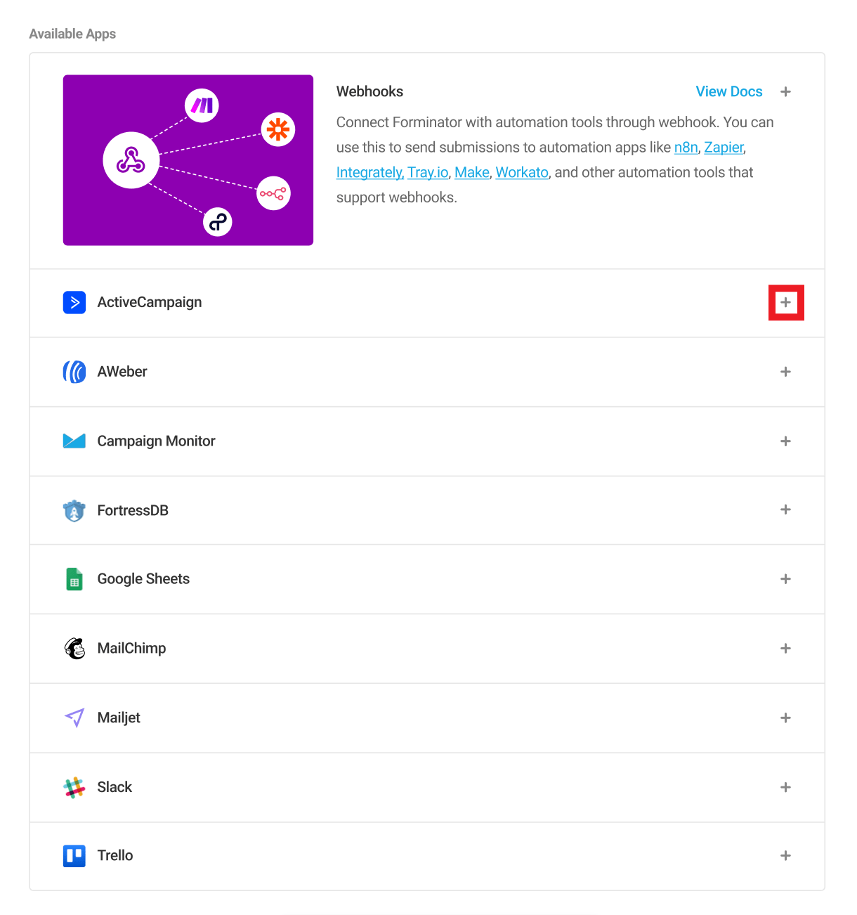 Forminator Active Campaign integration