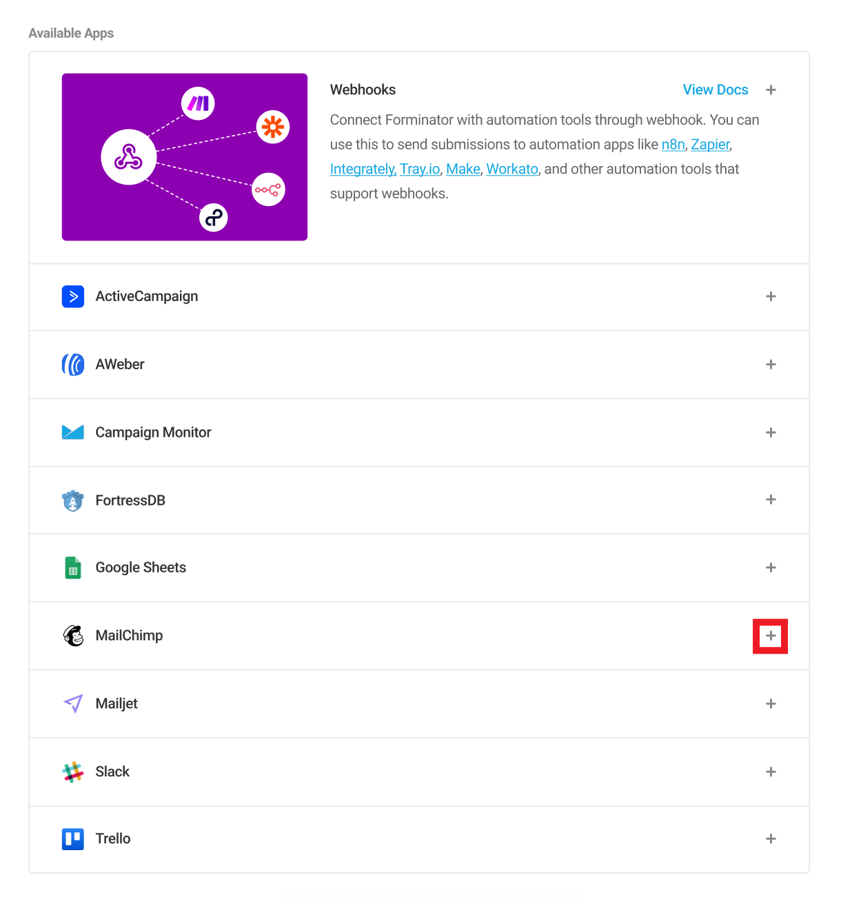 Forminator Mailchimp integration