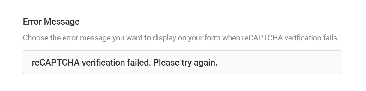 Customize error message in Google reCAPTCHA field in Forminator
