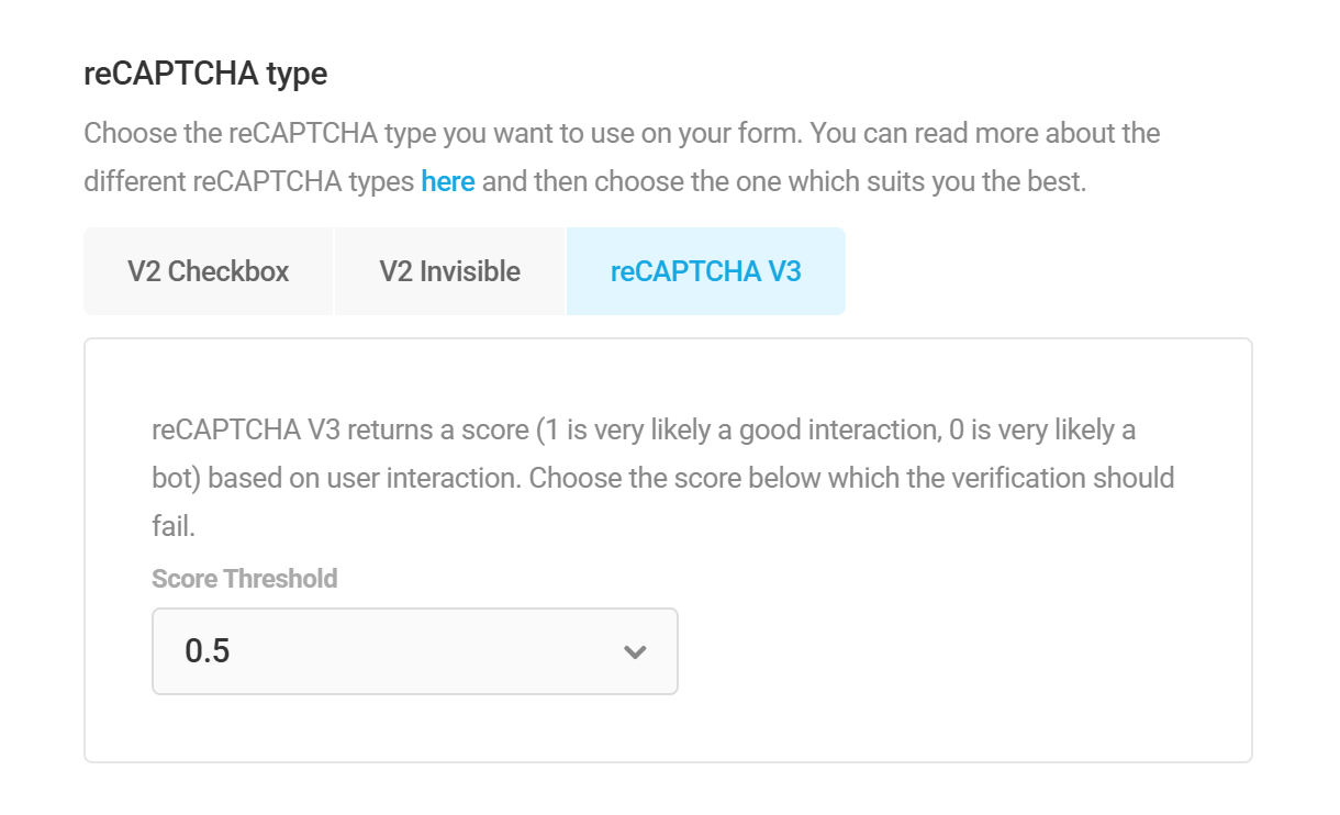 Using Google reCAPTCHA v3 in a Forminator form