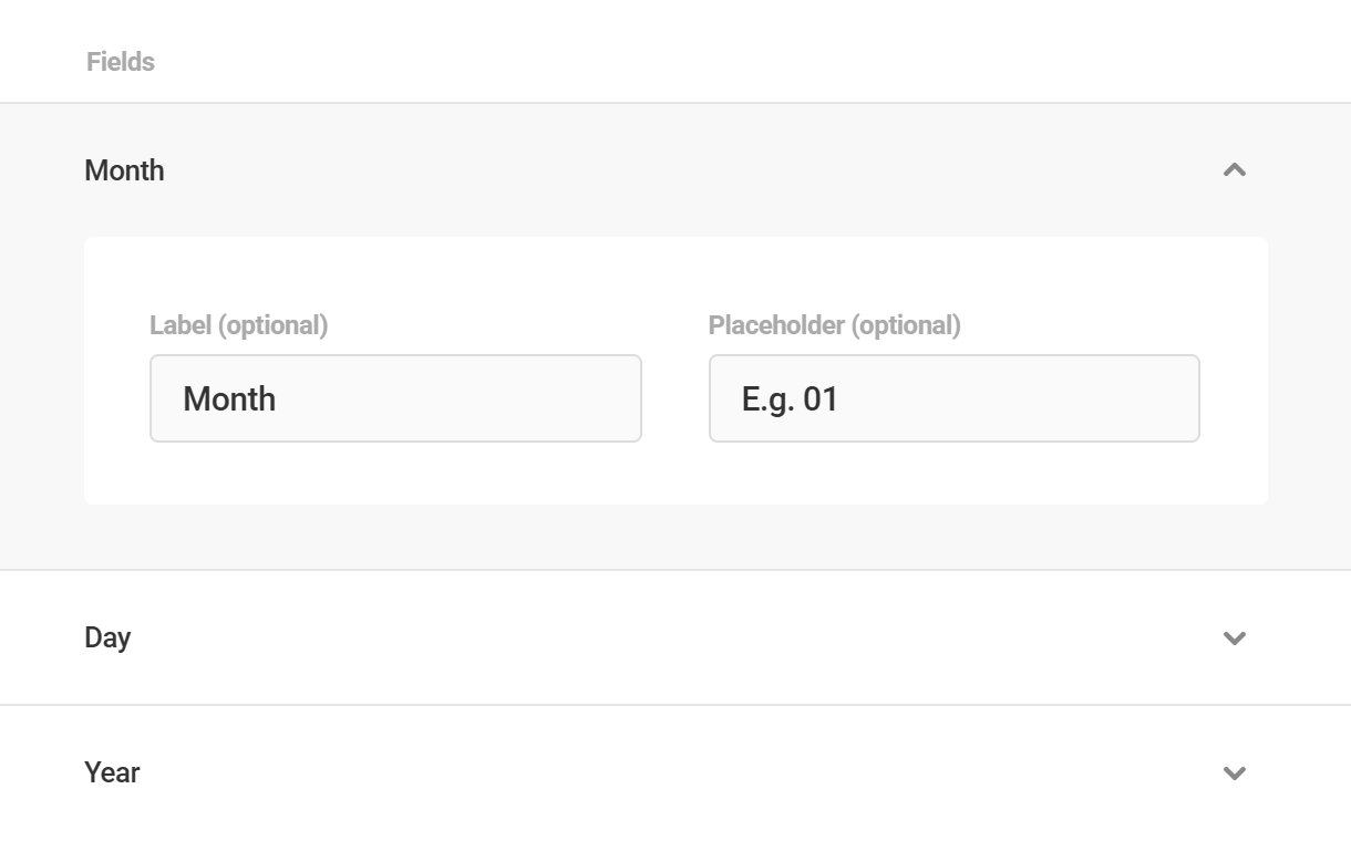 Field label options in Forminator Datepicker field