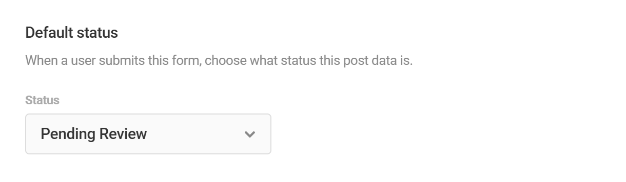 Select post status for posts in Forminator Post Data field