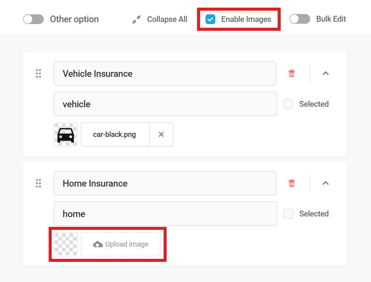 Enable images in radio fields