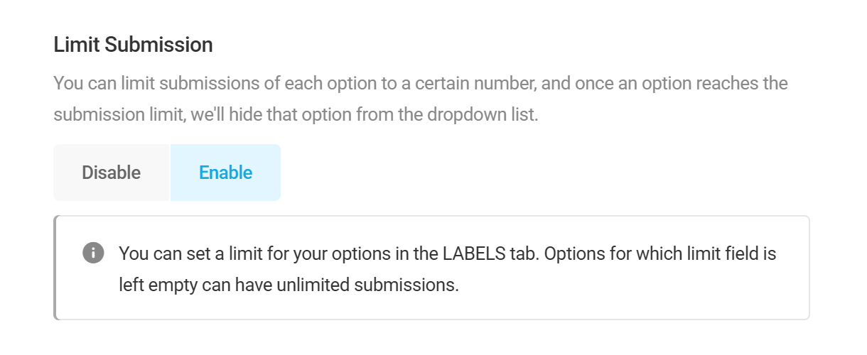 Limit submission per select field option