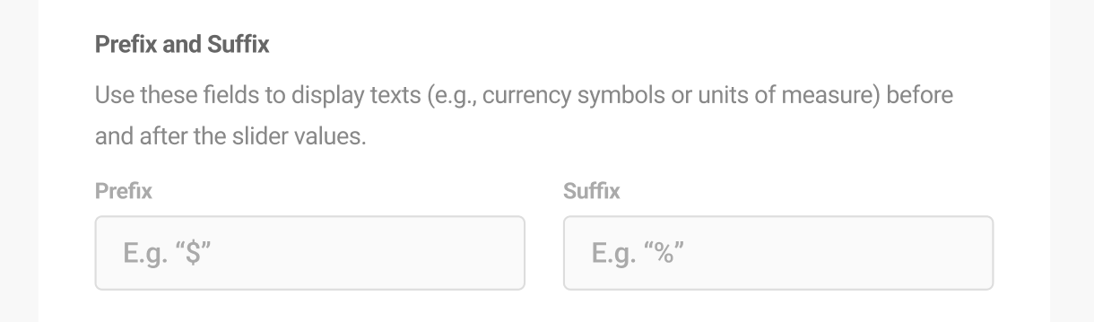 Add prefix and suffix to the slider value