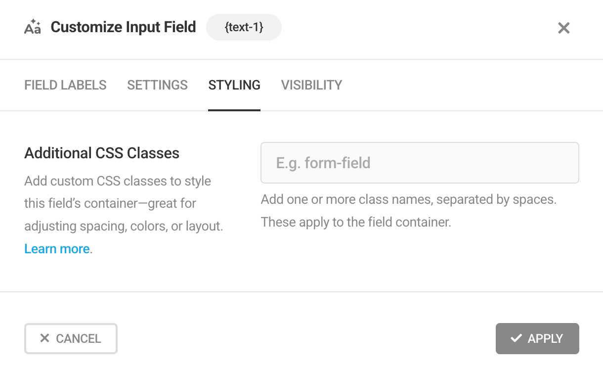 Add custom CSS classes to Forminator field