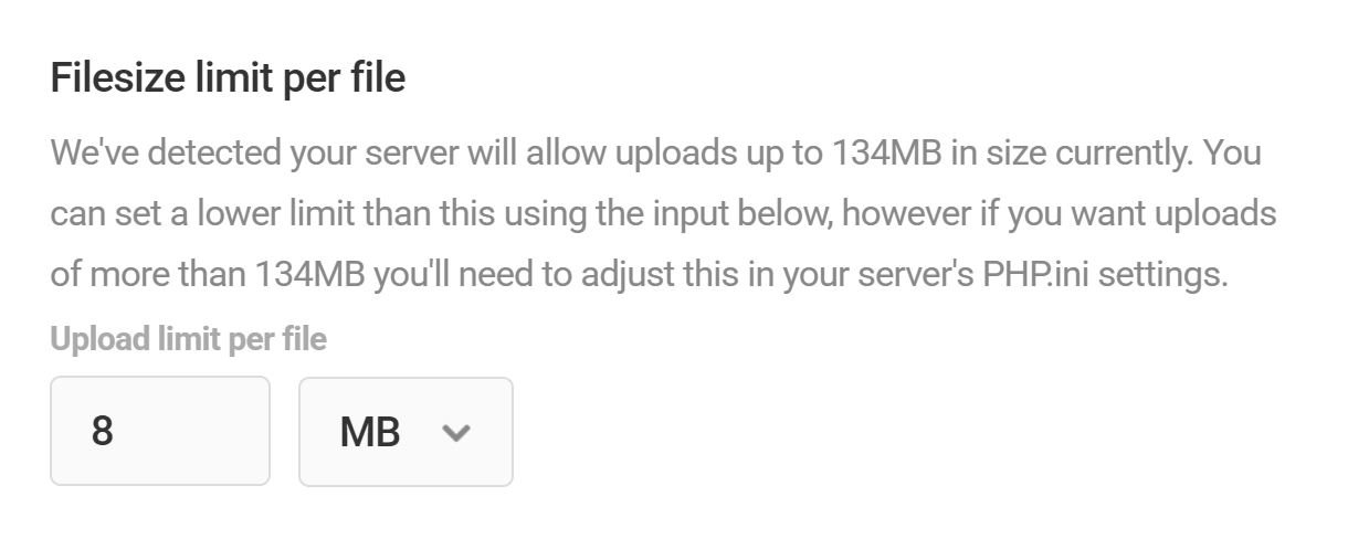 Adjust allowed file size in a Forminator File Upload field