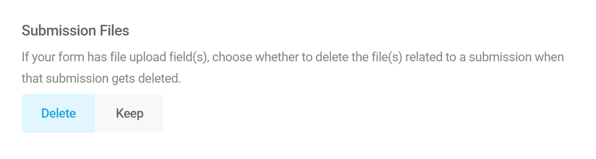 File options when deleting form submissions in Forminator